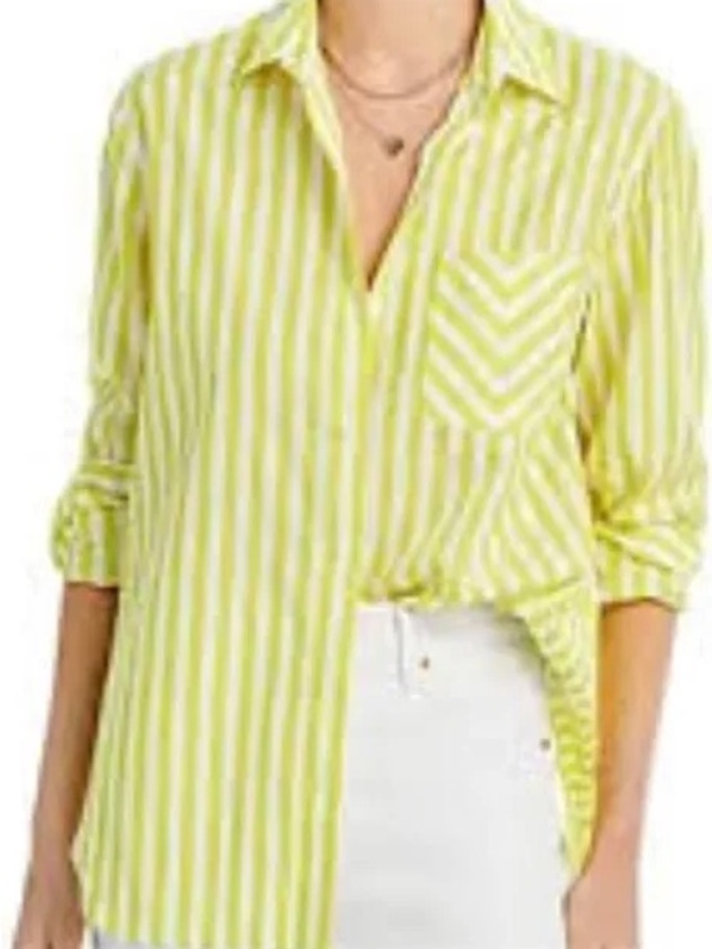 Citron Striped Cotton Poplin Button-Up Shirt
